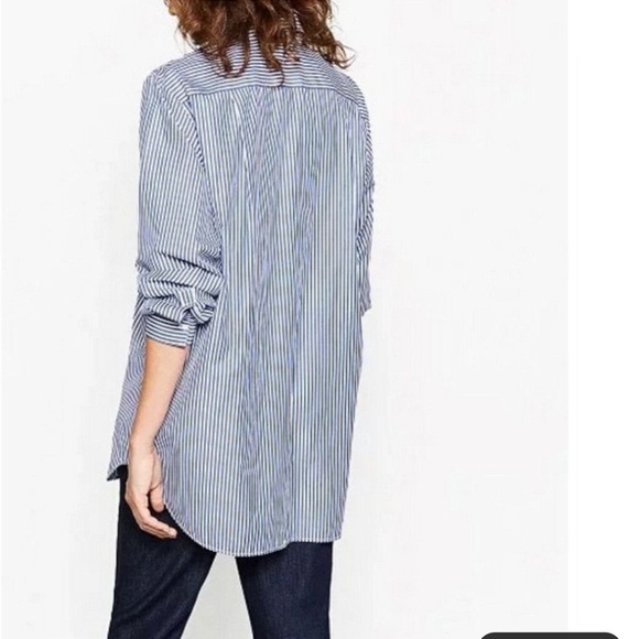 Zara oversized poplin stripe embroidery floral shirt - Picture 5 of 11